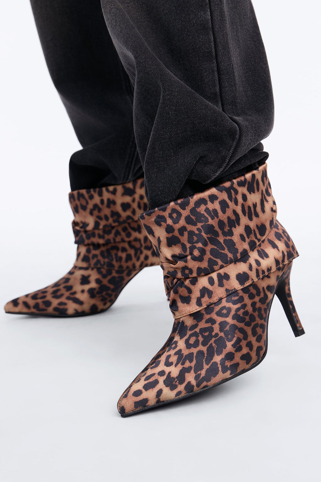 Dream Girl Overlay Heeled Booties - Leopard