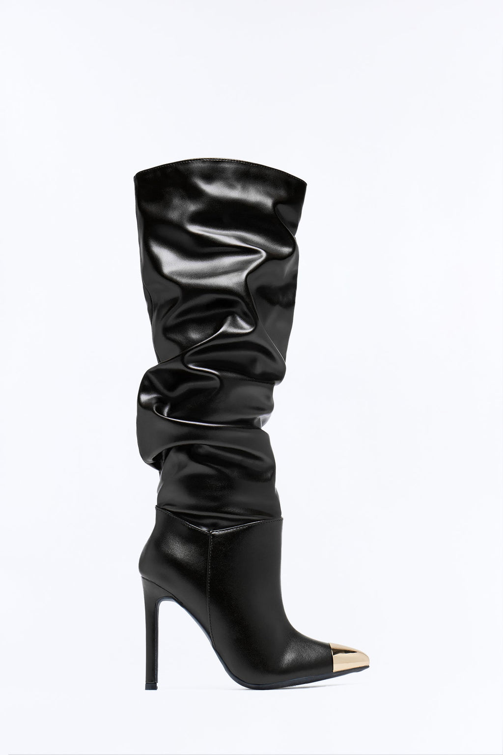 You Know Better Ruched Heeled Boots - Black