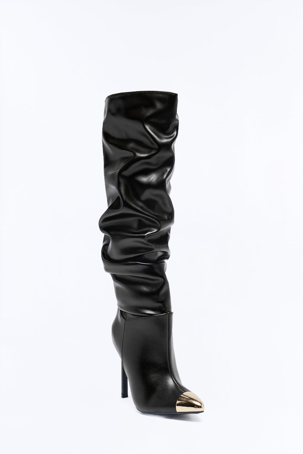 You Know Better Ruched Heeled Boots - Black