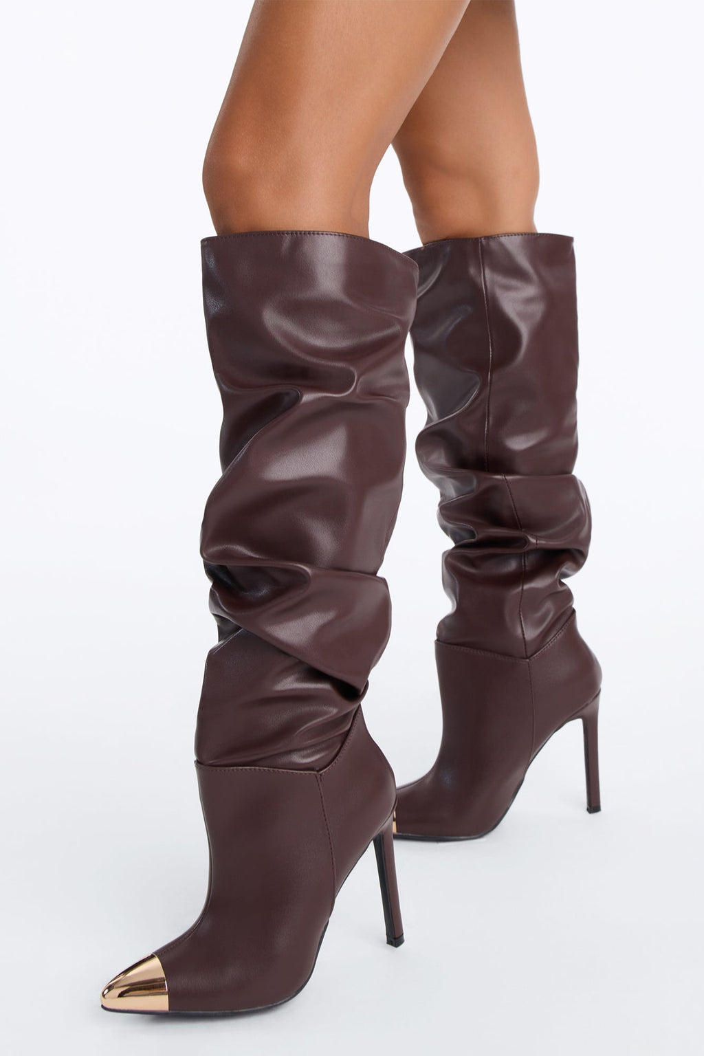 You Know Better Ruched Heeled Boots - Chocolate