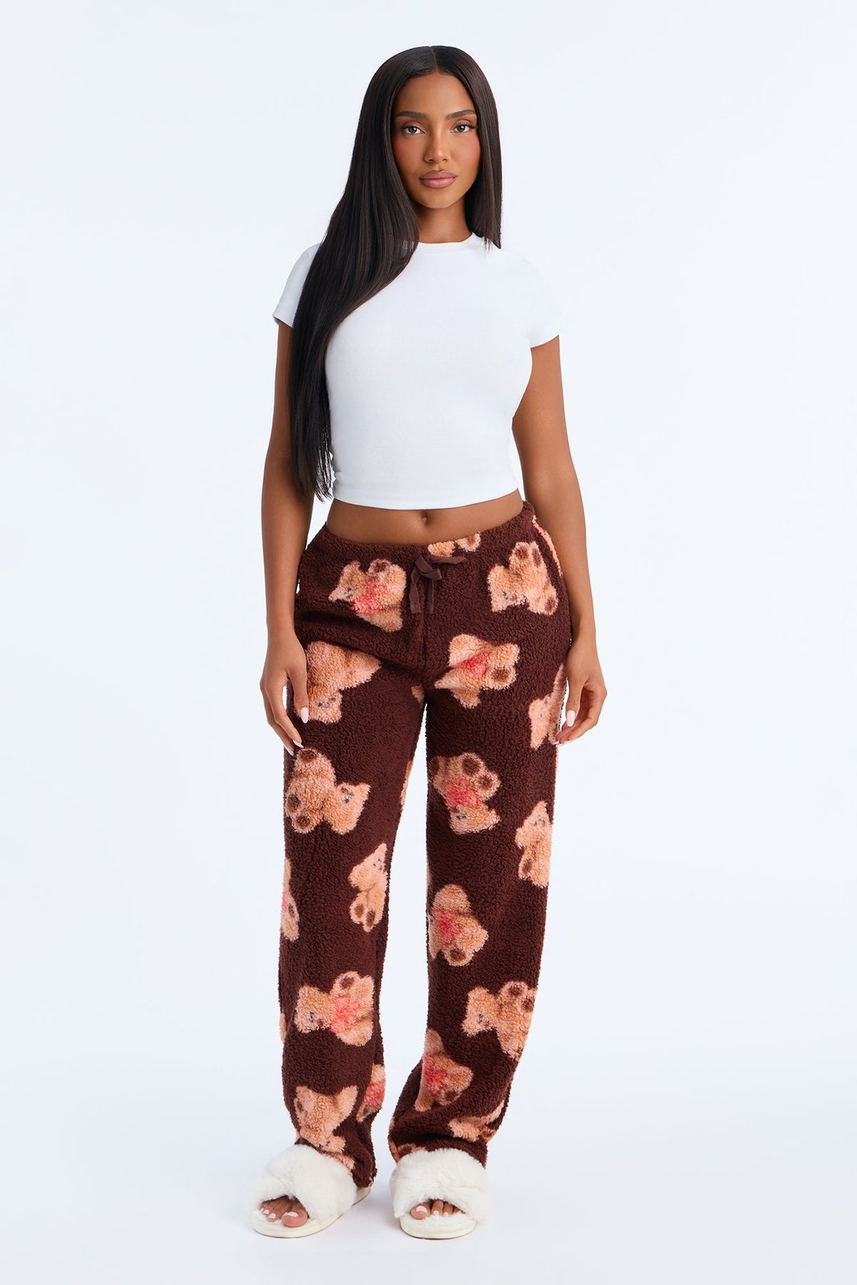Cuddle Boo Sherpa PJ Pants - Brown/combo