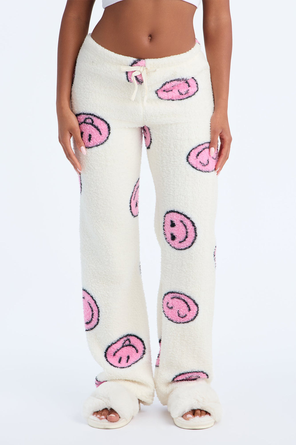 Cuddle Boo Sherpa PJ Pants - White/combo