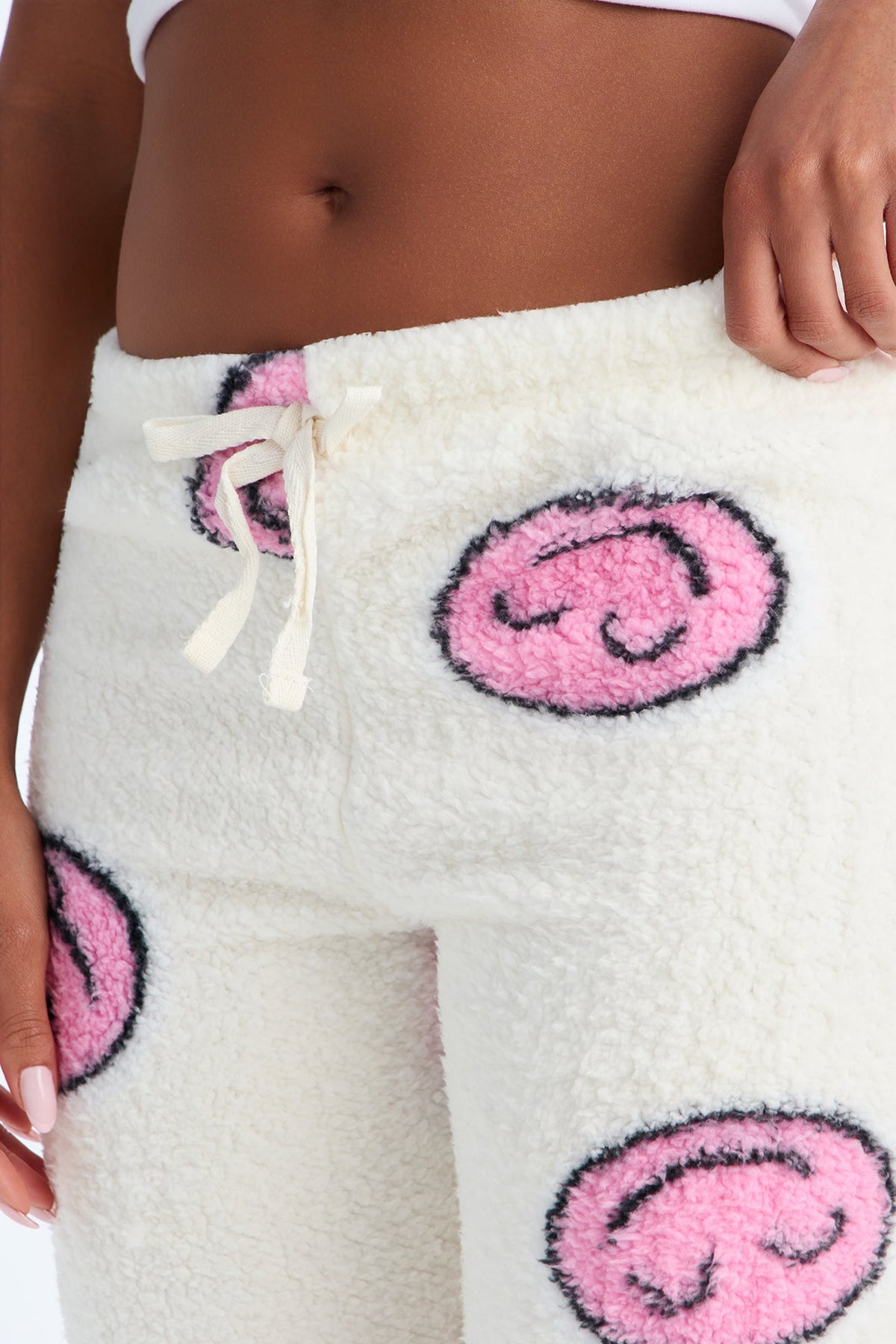 Cuddle Boo Sherpa PJ Pants - White/combo