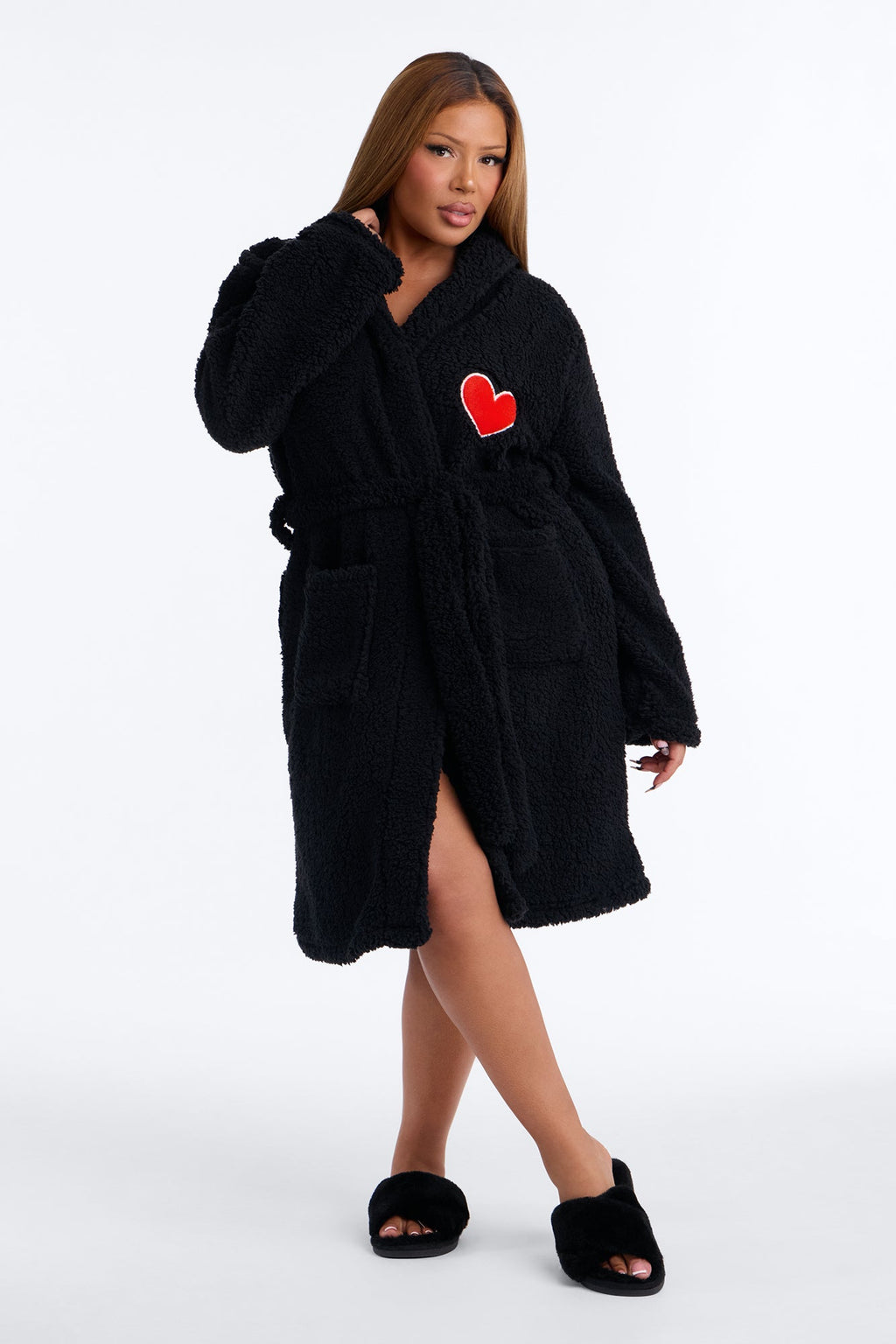 Cozy Love Plush Robe - Black