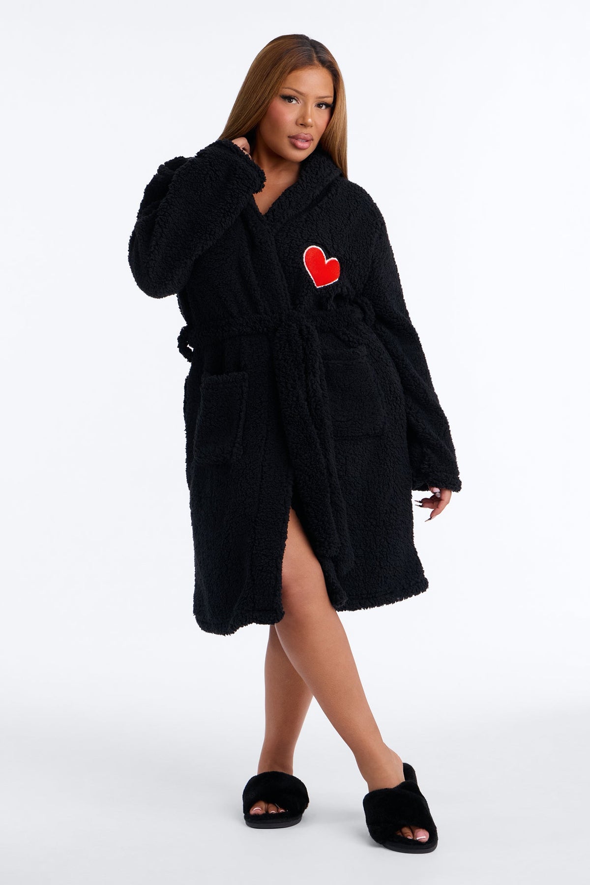 Cozy Love Plush Robe - Black
