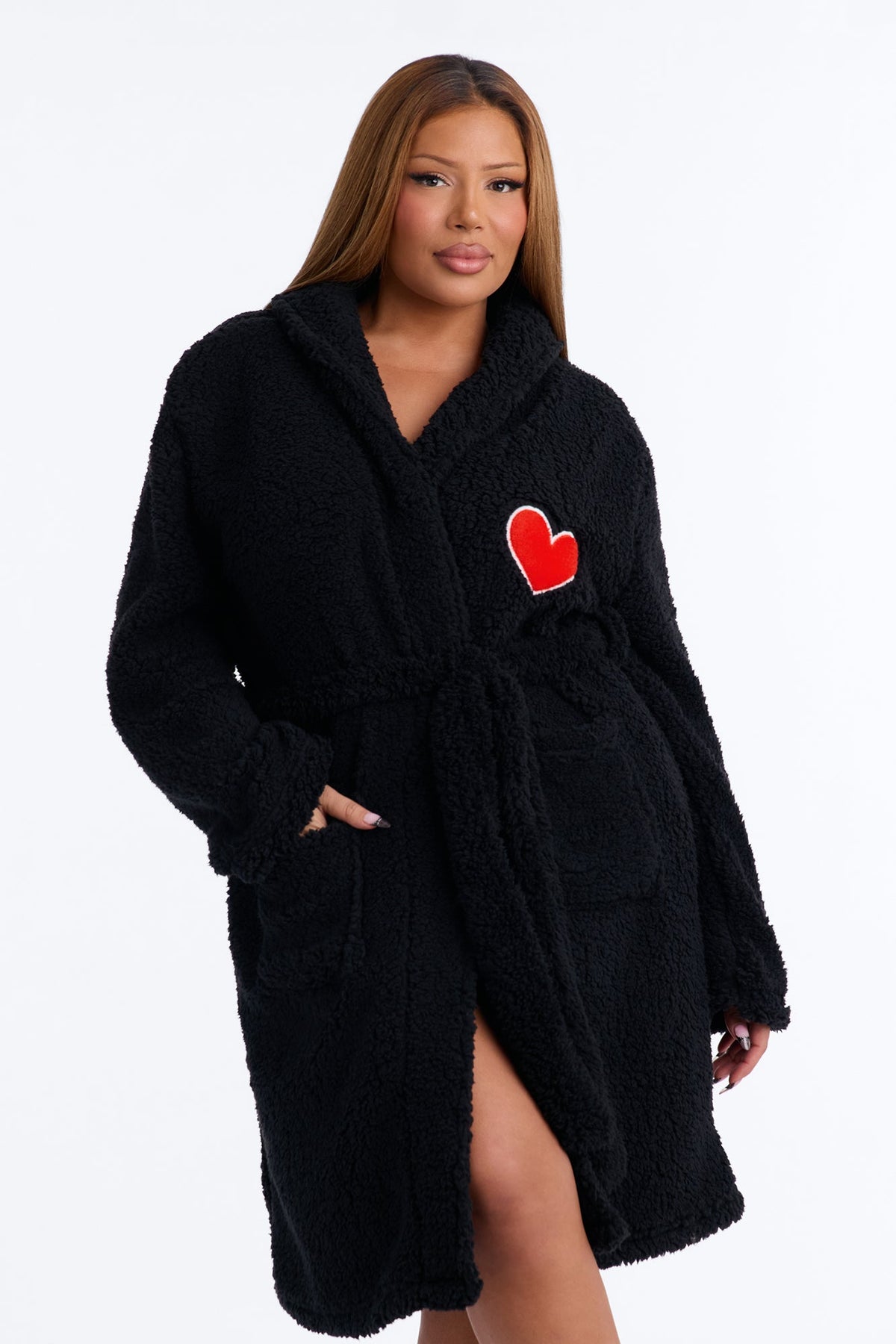 Cozy Love Plush Robe - Black