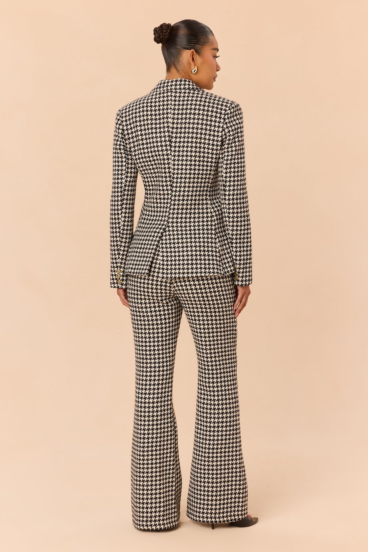 Office Gossip Houndstooth Tweed Pant Set - Black/White