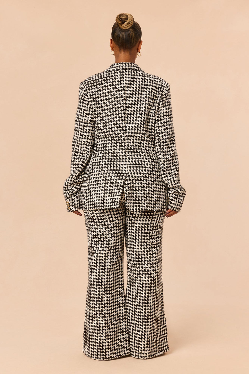 Office Gossip Houndstooth Tweed Pant Set - Black/White