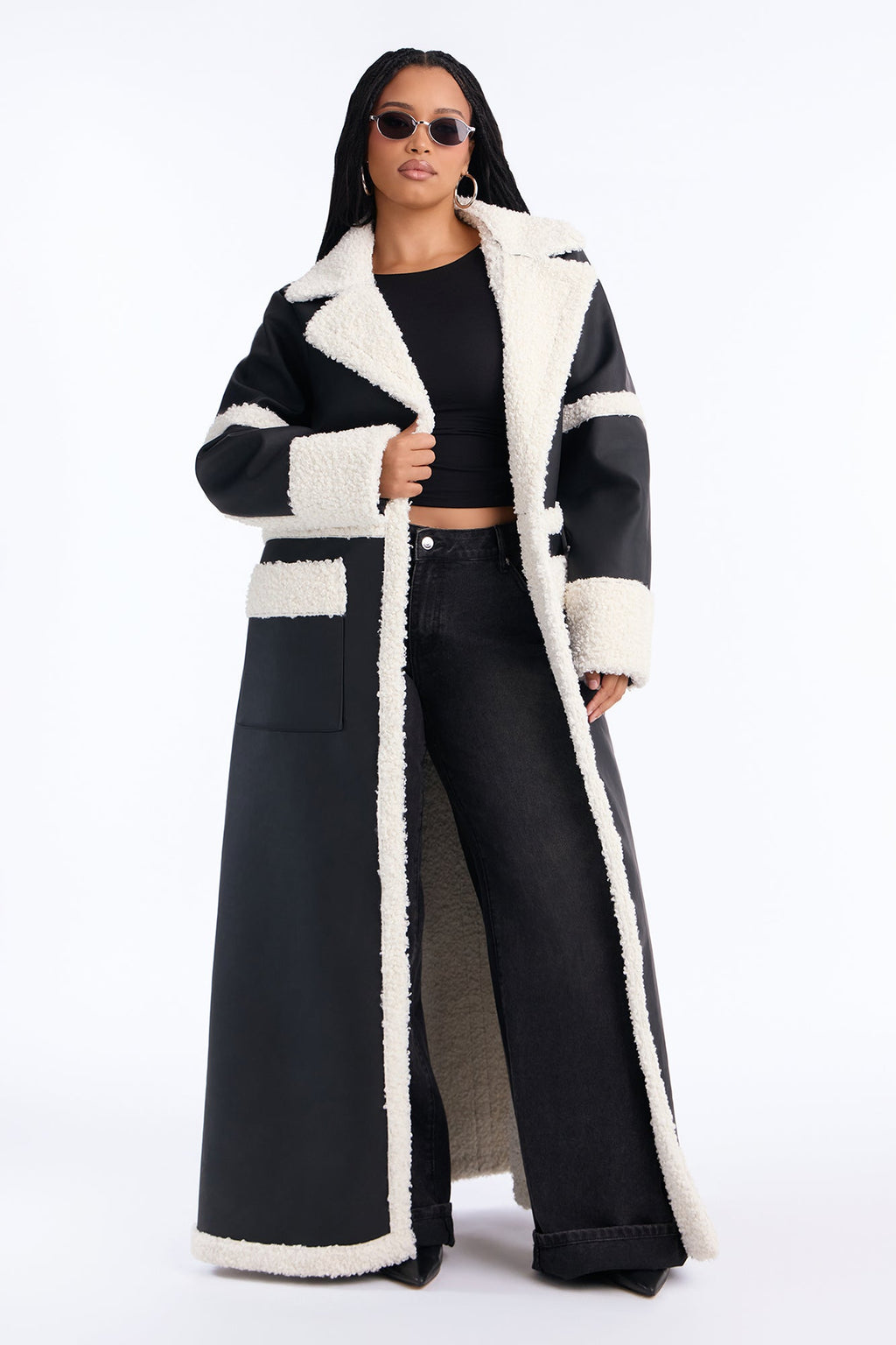 Calling Again Faux Leather Trench Coat - Black