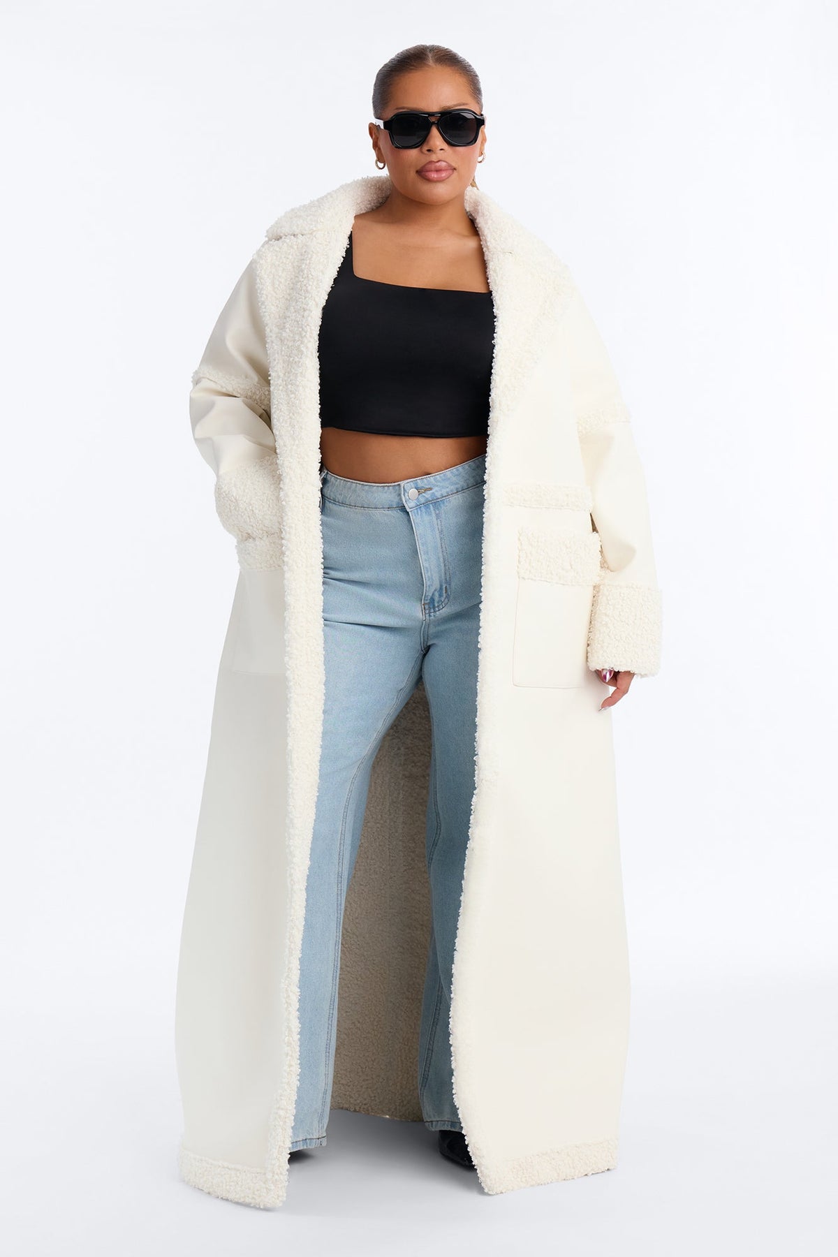 Calling Again Faux Leather Trench Coat - White