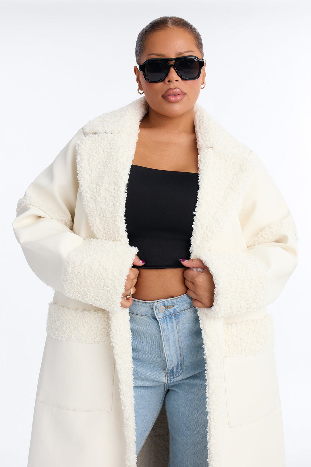 Calling Again Faux Leather Trench Coat - White