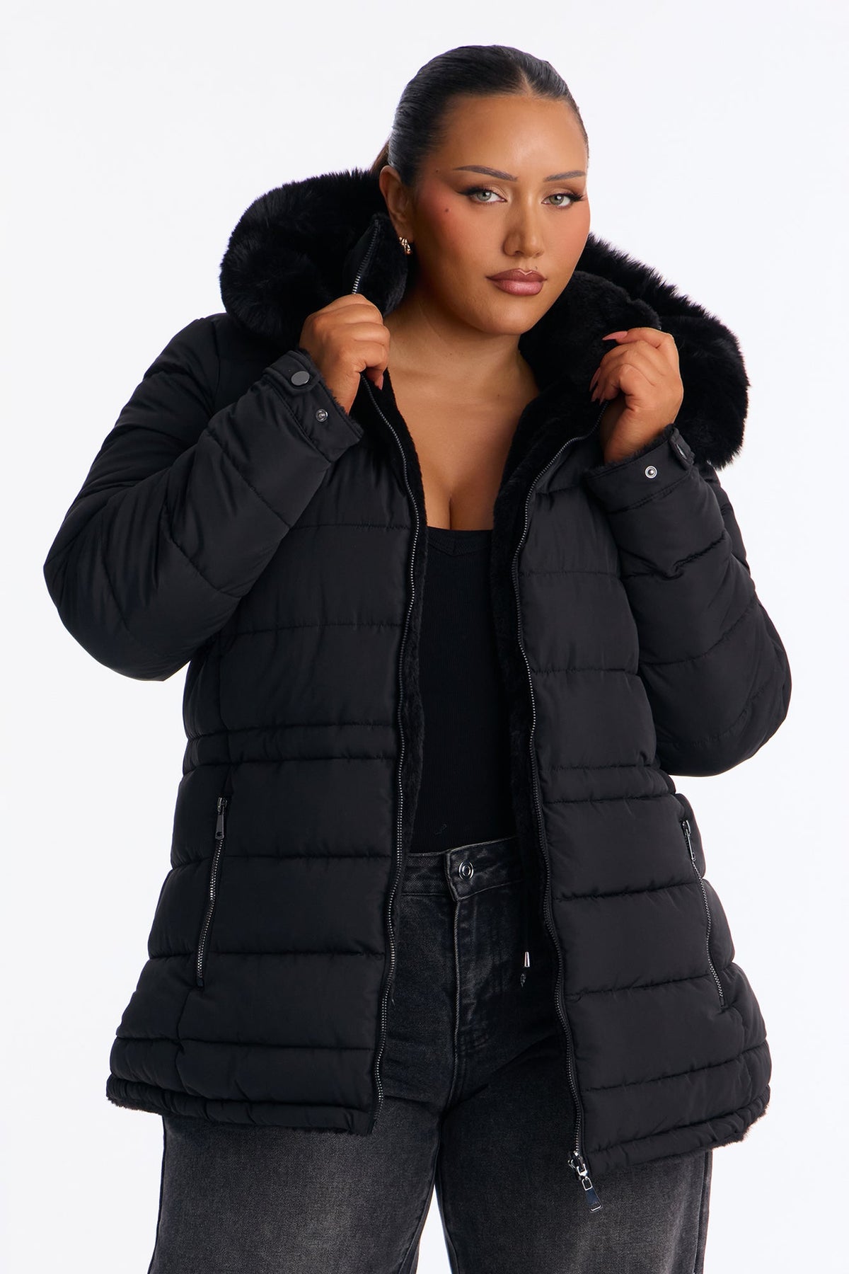 Fireplace Cozy Reversible Puffer Jacket - Black