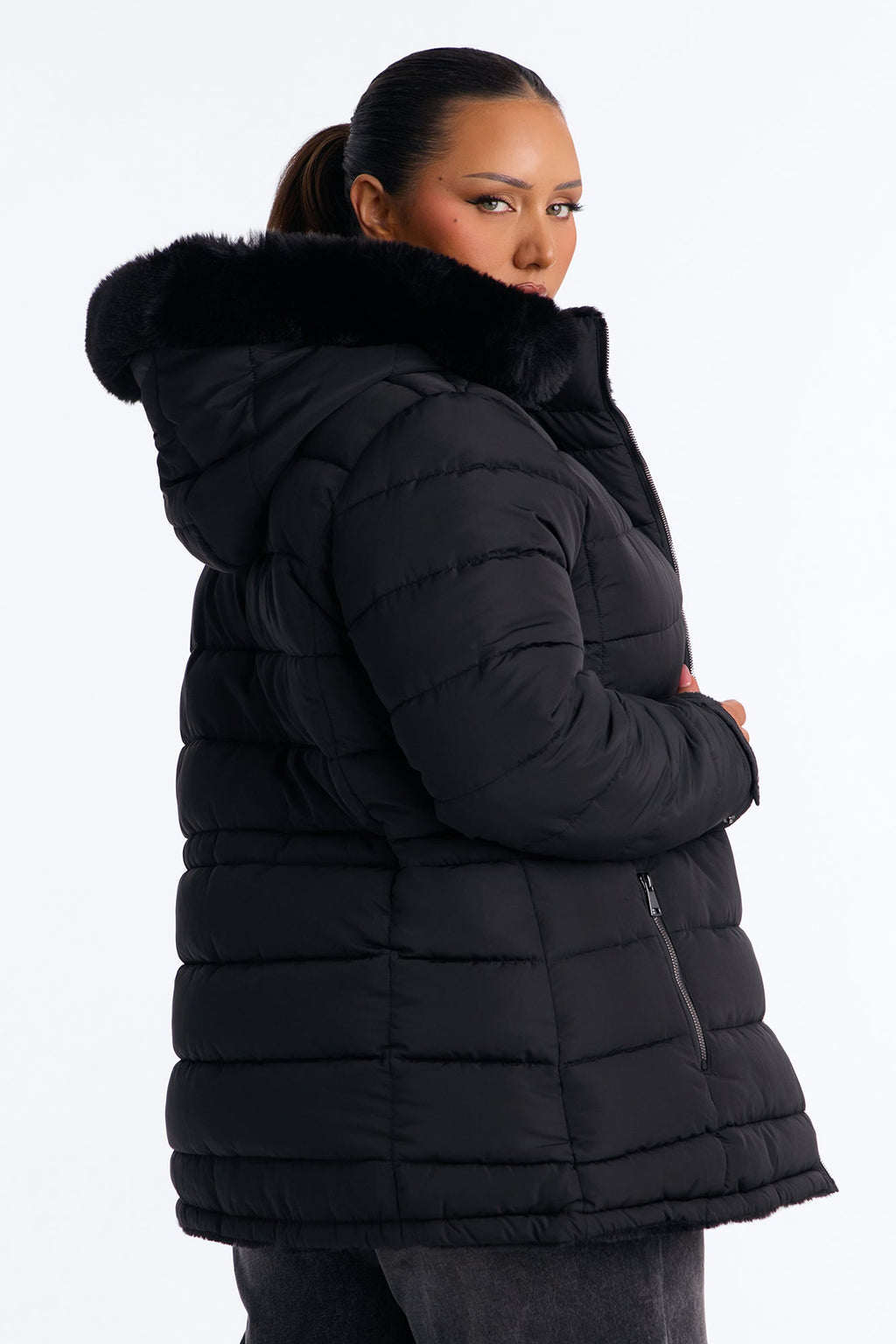 Fireplace Cozy Reversible Puffer Jacket - Black