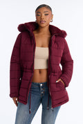 Fireplace Cozy Reversible Puffer Jacket - Burgundy