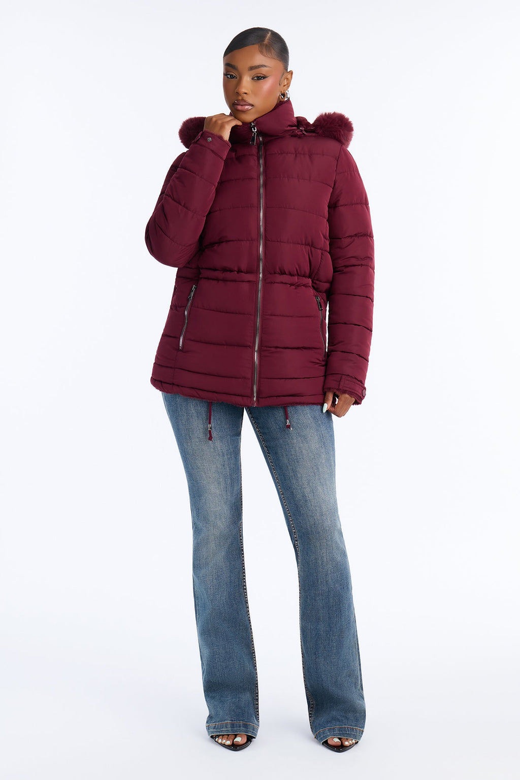 Fireplace Cozy Reversible Puffer Jacket - Burgundy