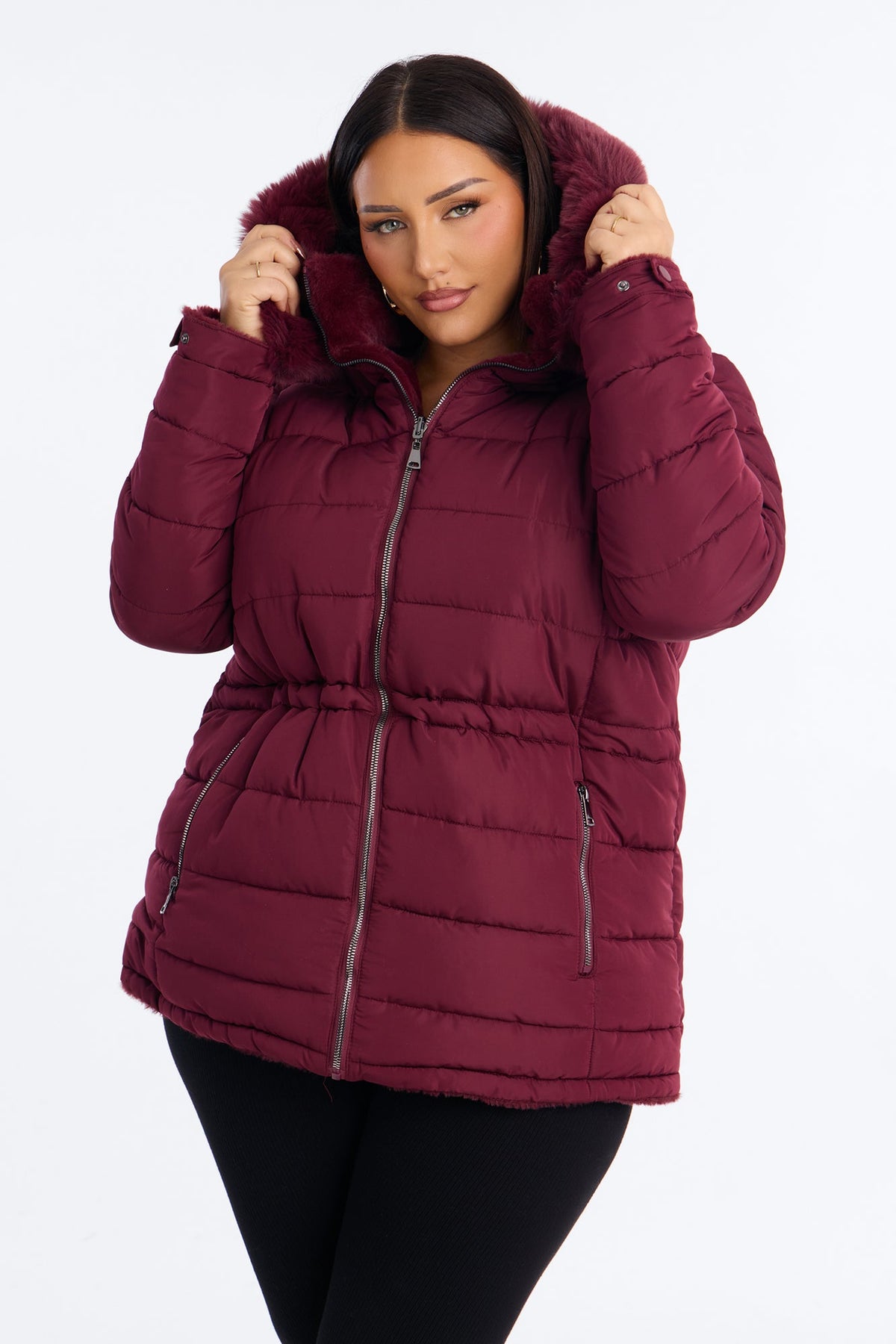 Fireplace Cozy Reversible Puffer Jacket - Burgundy