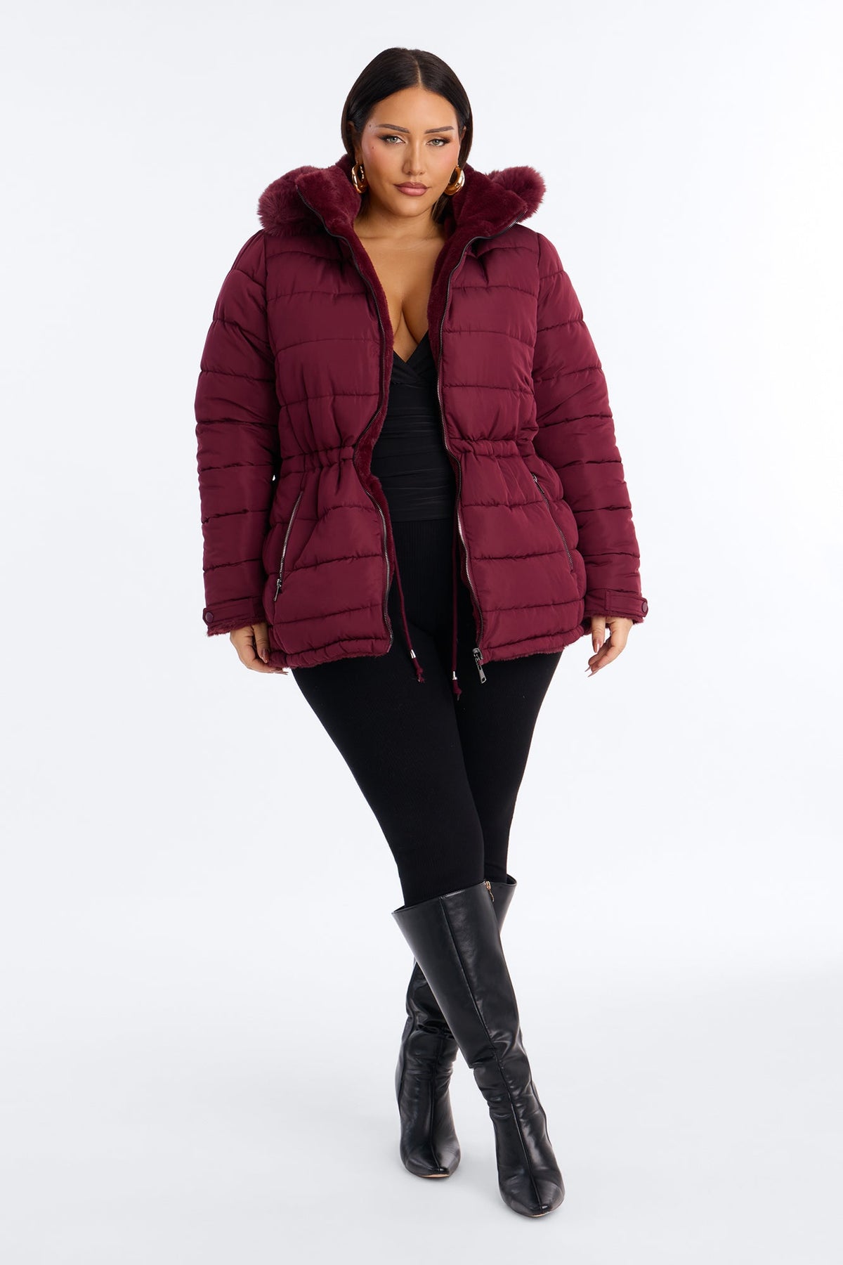 Fireplace Cozy Reversible Puffer Jacket - Burgundy