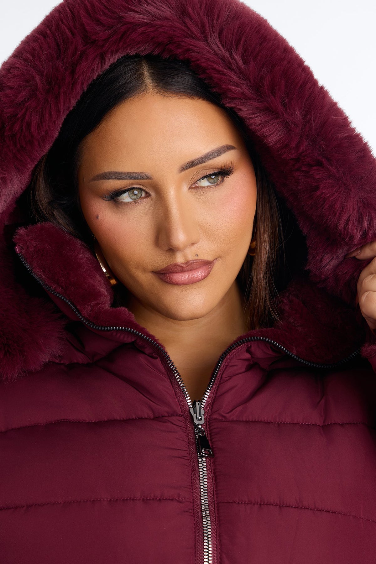 Fireplace Cozy Reversible Puffer Jacket - Burgundy