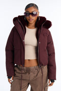 Put It On Ice Hooded Puffer Jacket - Wine
