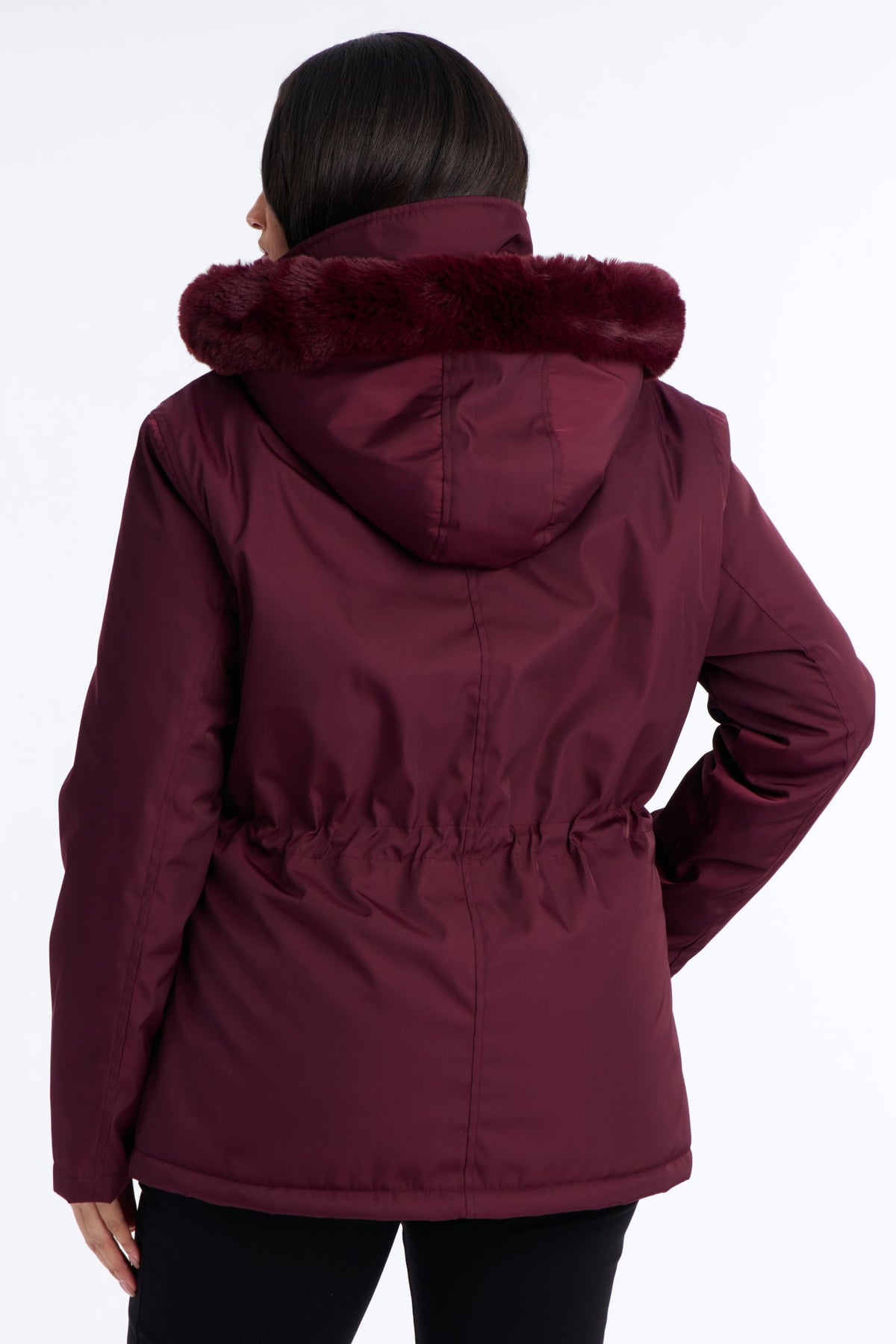 Daily Warmth Fur Lined Hooded Parka - Burgundy