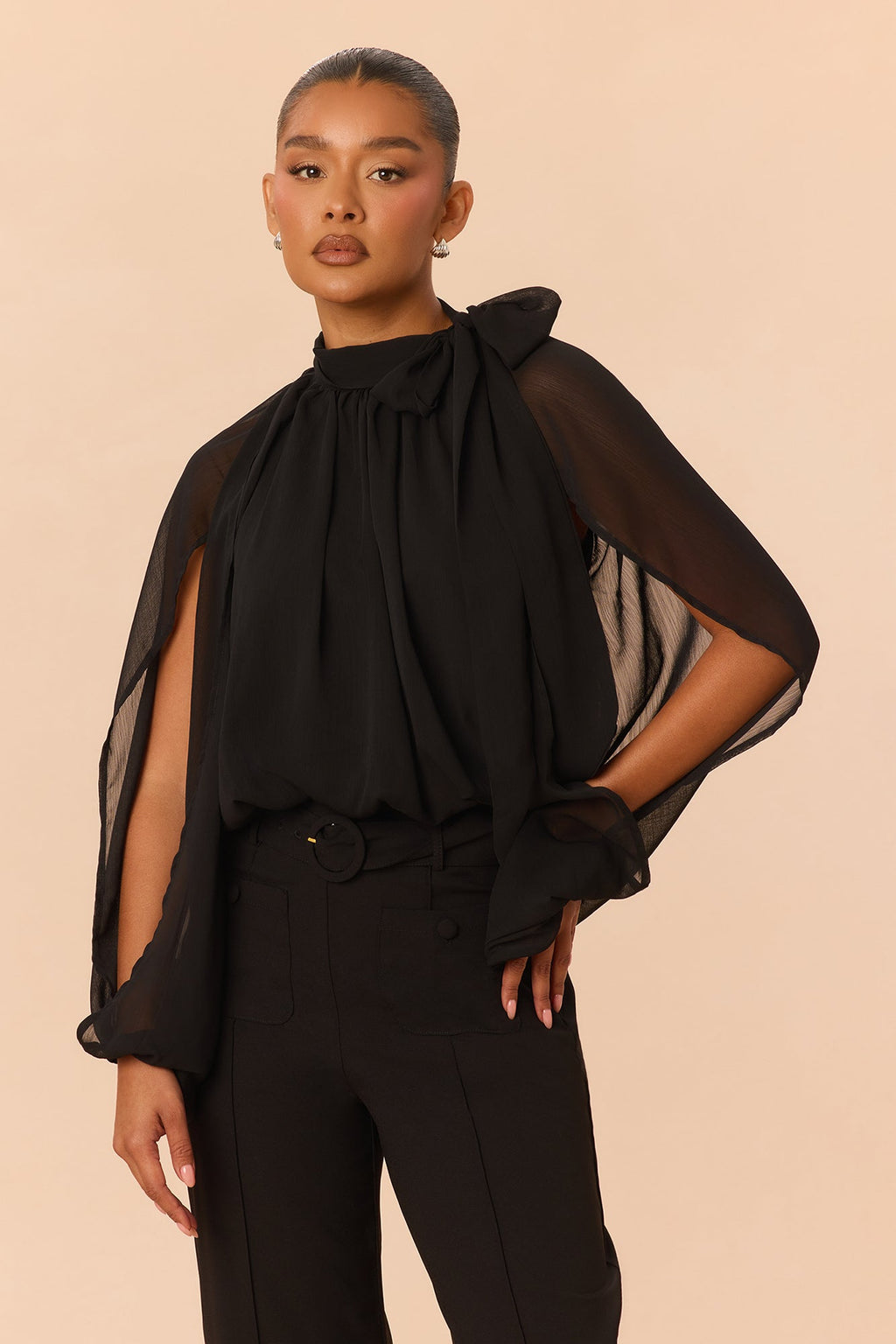 Arlette Blouse Pant Set - Black