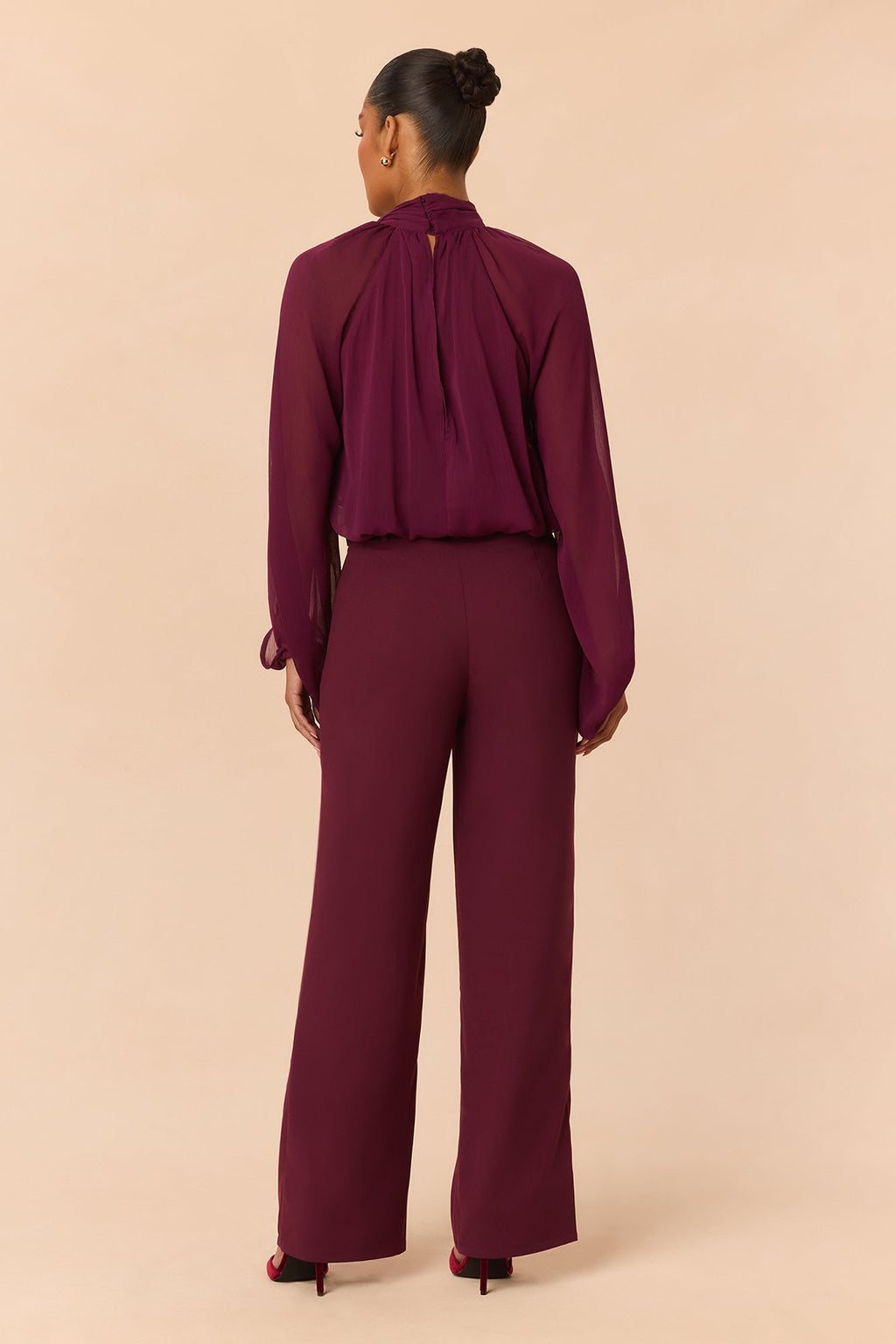 Arlette Blouse Pant Set - Wine