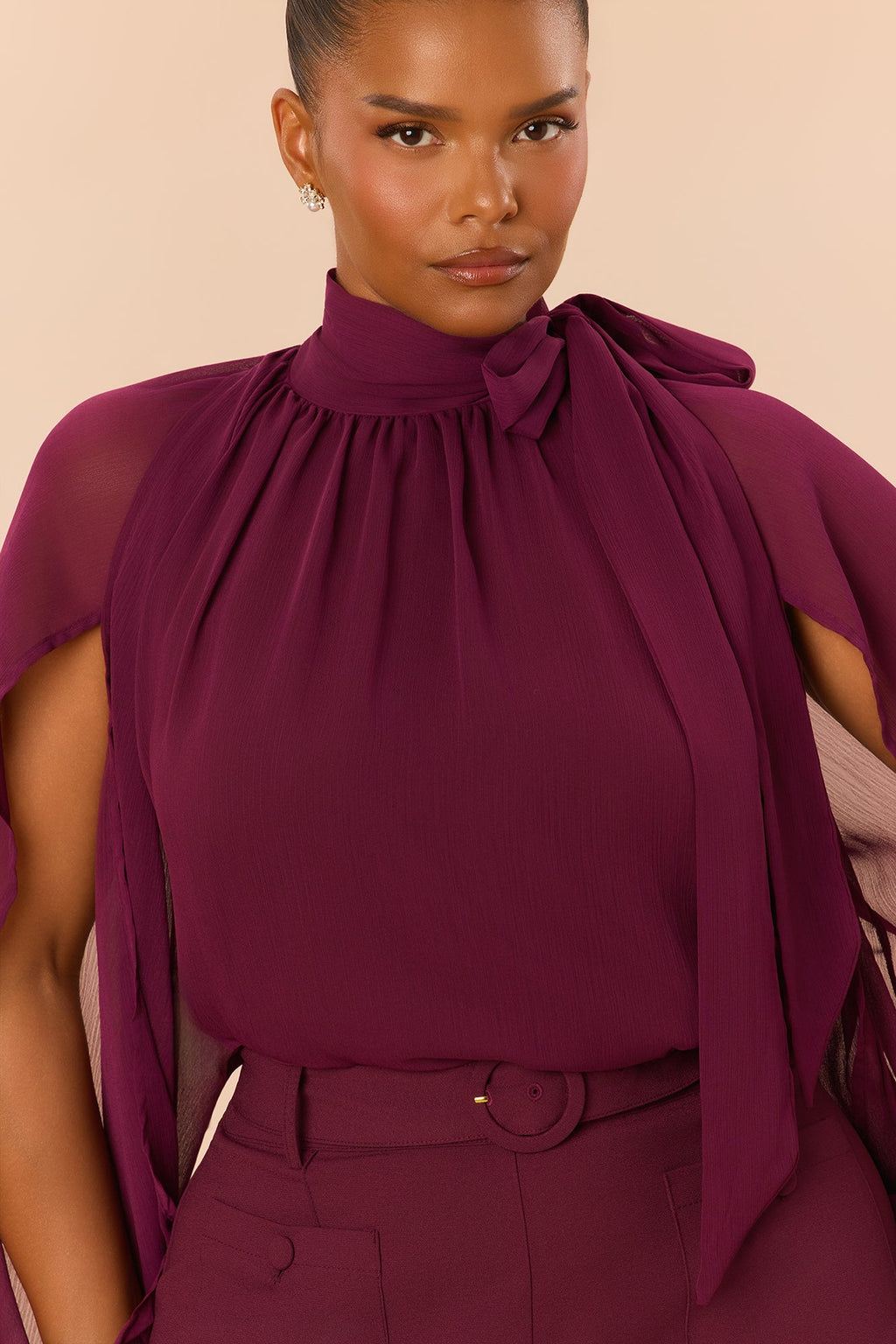 Arlette Blouse Pant Set - Wine