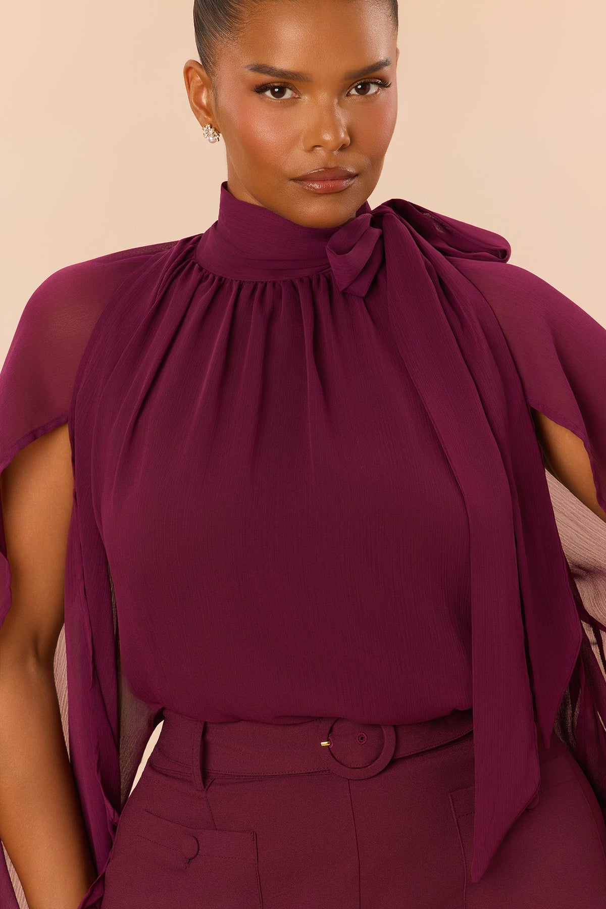 Arlette Blouse Pant Set - Wine