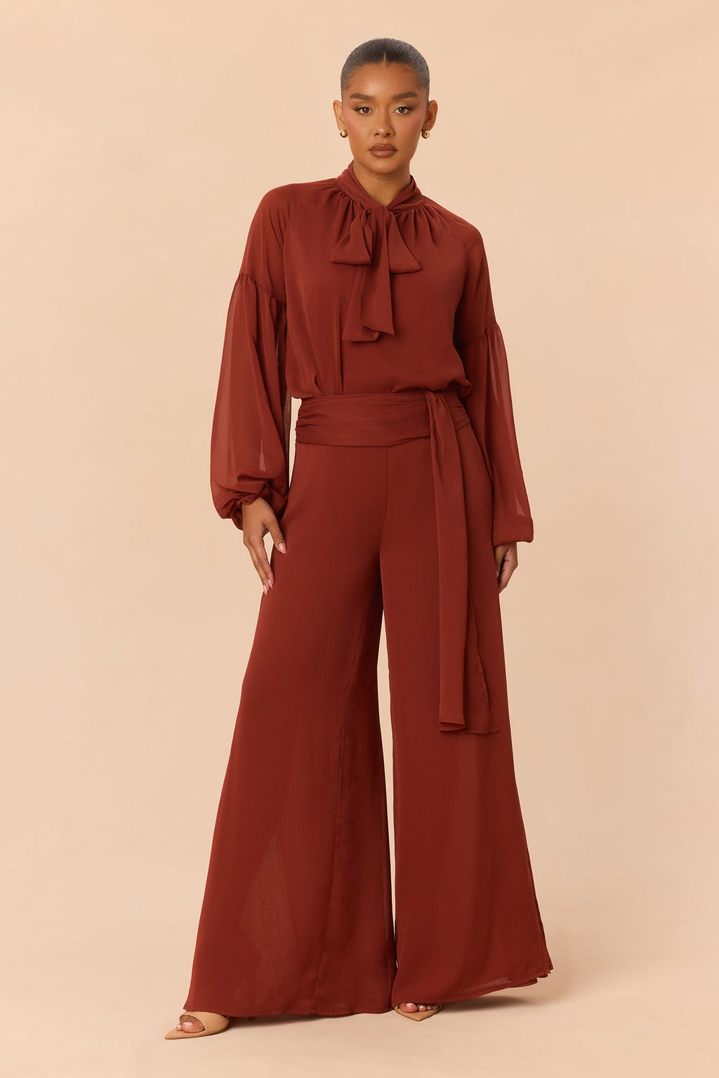 Vivienne Blouse Pant Set - Rust
