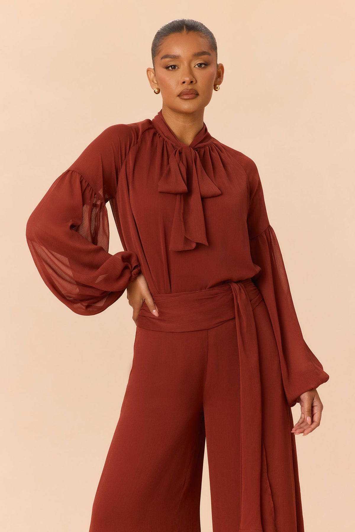 Vivienne Blouse Pant Set - Rust