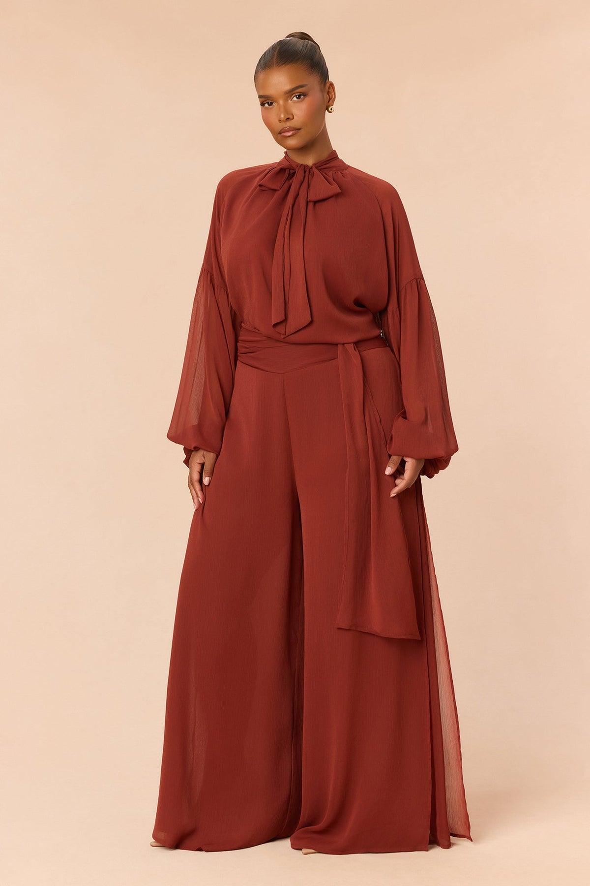 Vivienne Blouse Pant Set - Rust