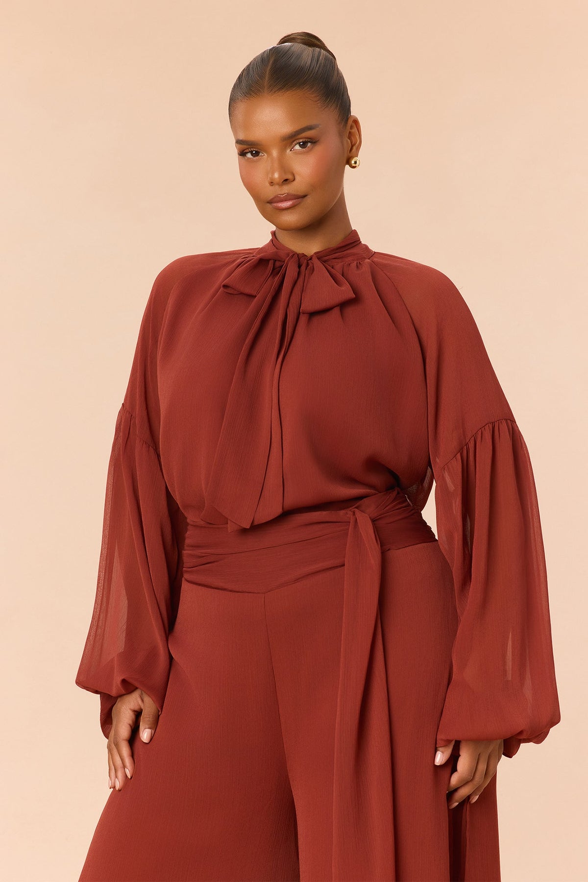 Vivienne Blouse Pant Set - Rust