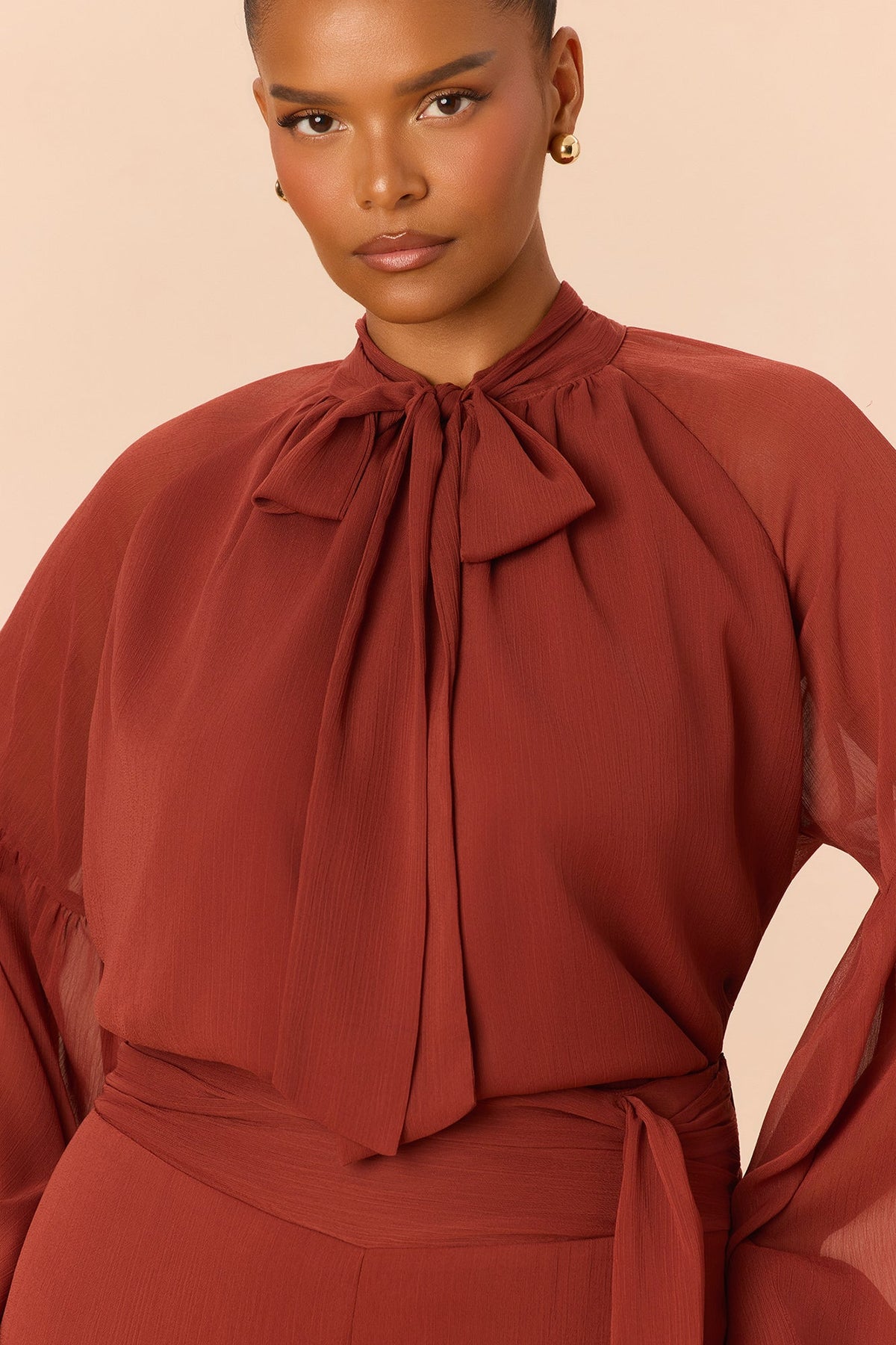 Vivienne Blouse Pant Set - Rust