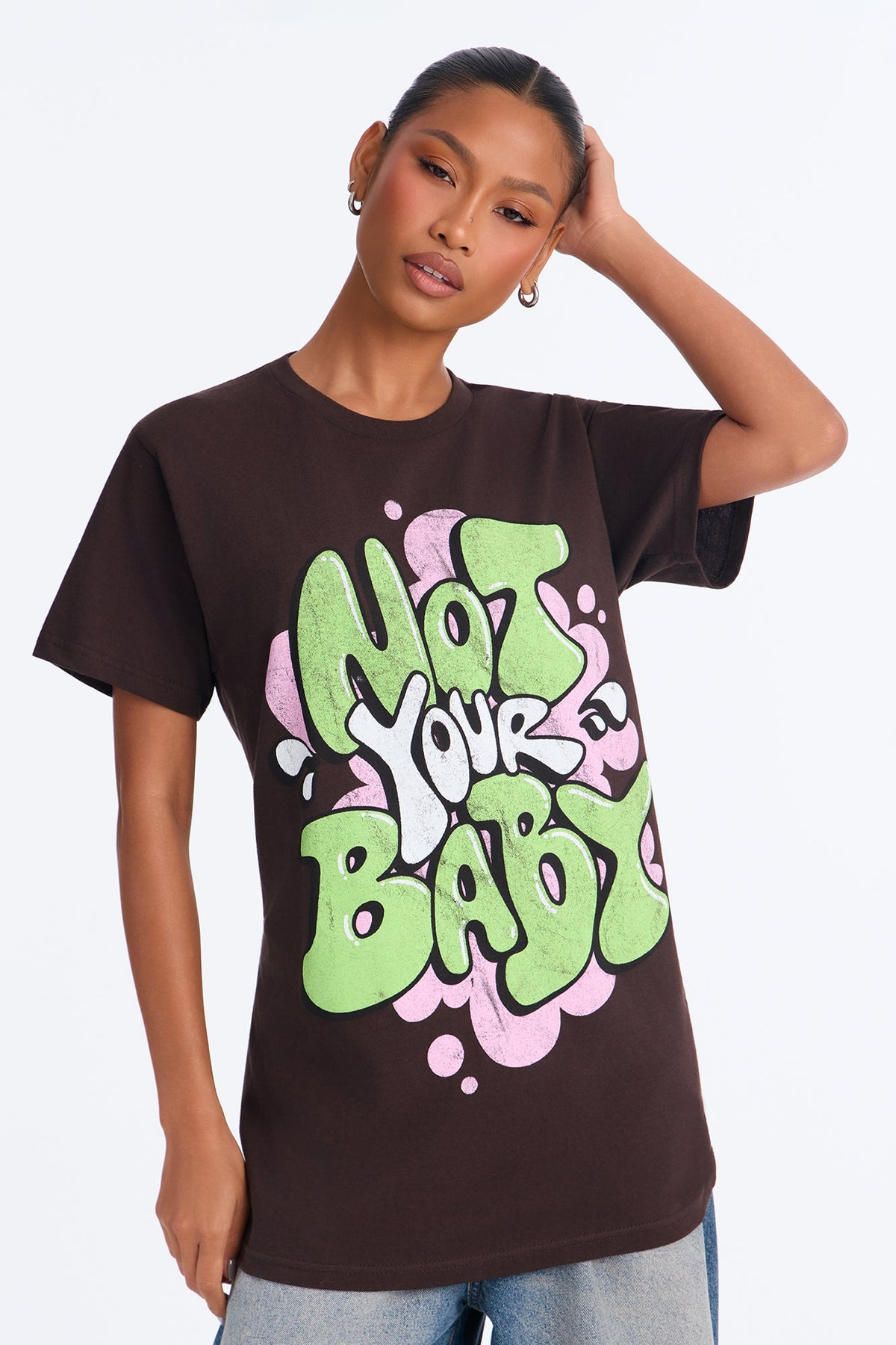 Not Your Baby Graffiti Tee - Brown