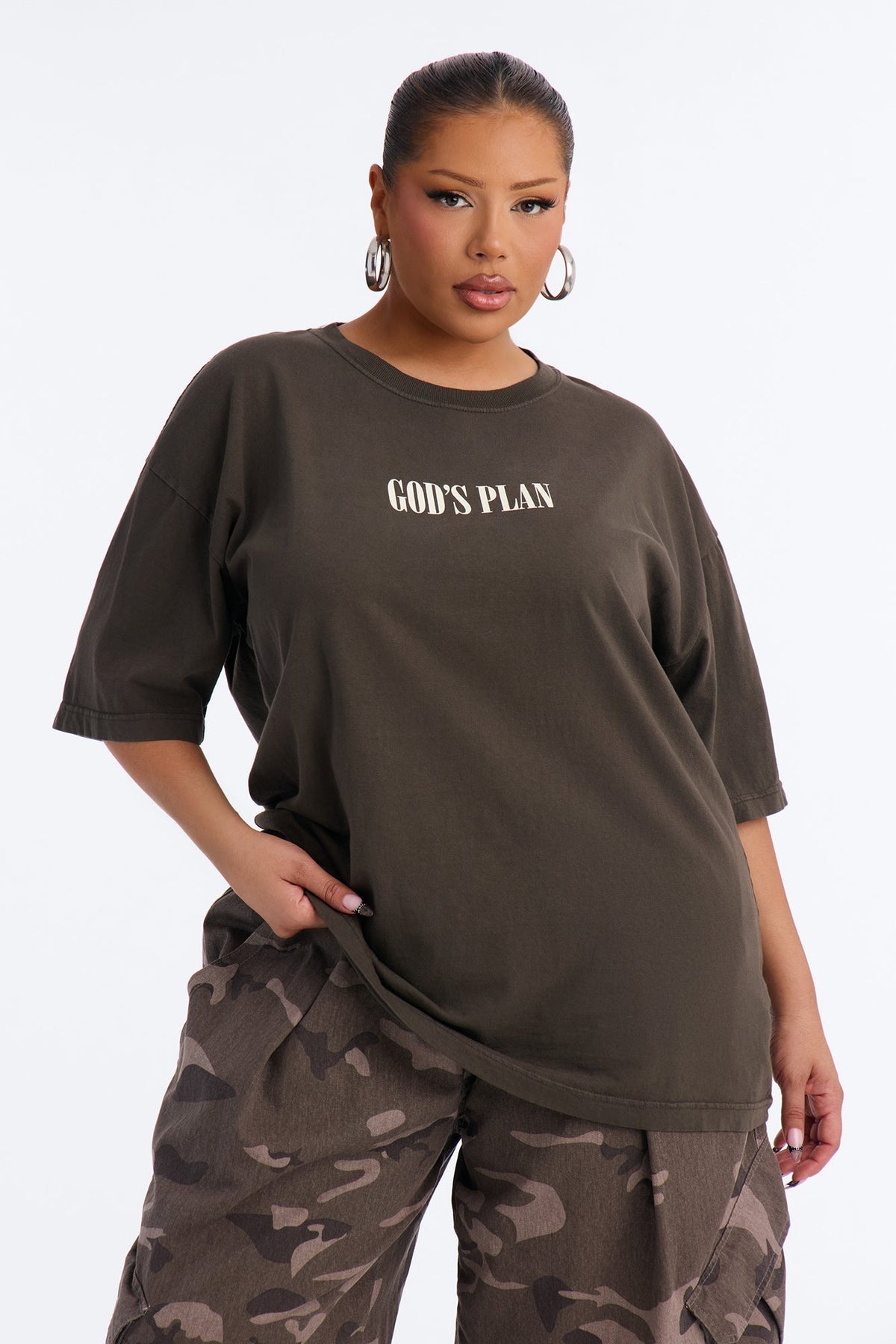 God's Plan Over Mine Washed Tee - Dark Olive