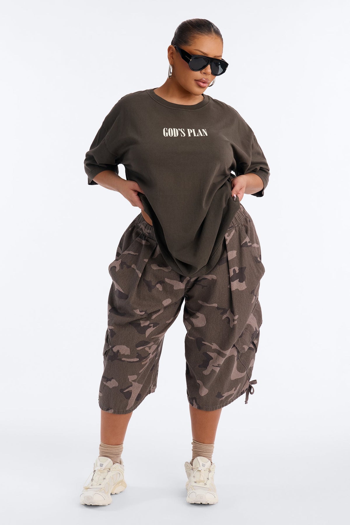 God's Plan Over Mine Washed Tee - Dark Olive