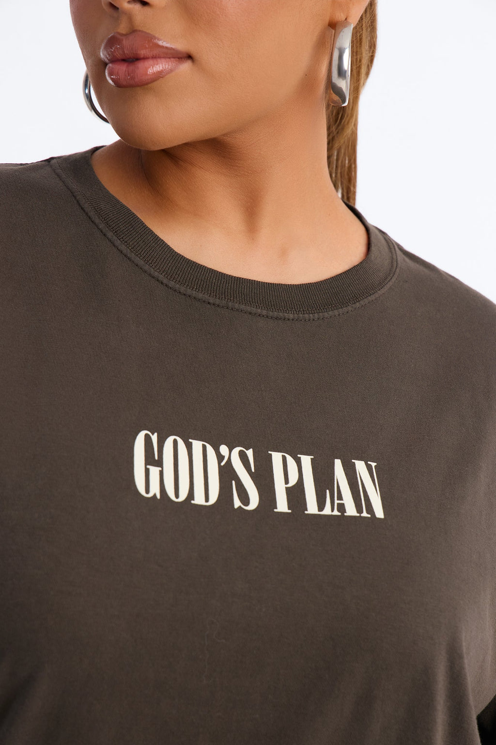 God's Plan Over Mine Washed Tee - Dark Olive