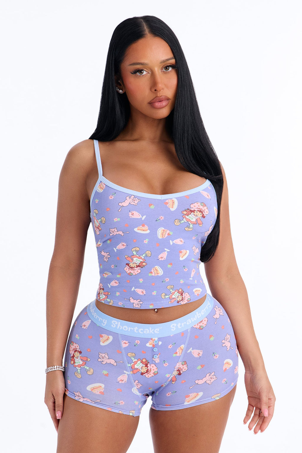 Strawberry Shortcake Toss PJ Short Set - Blue/combo