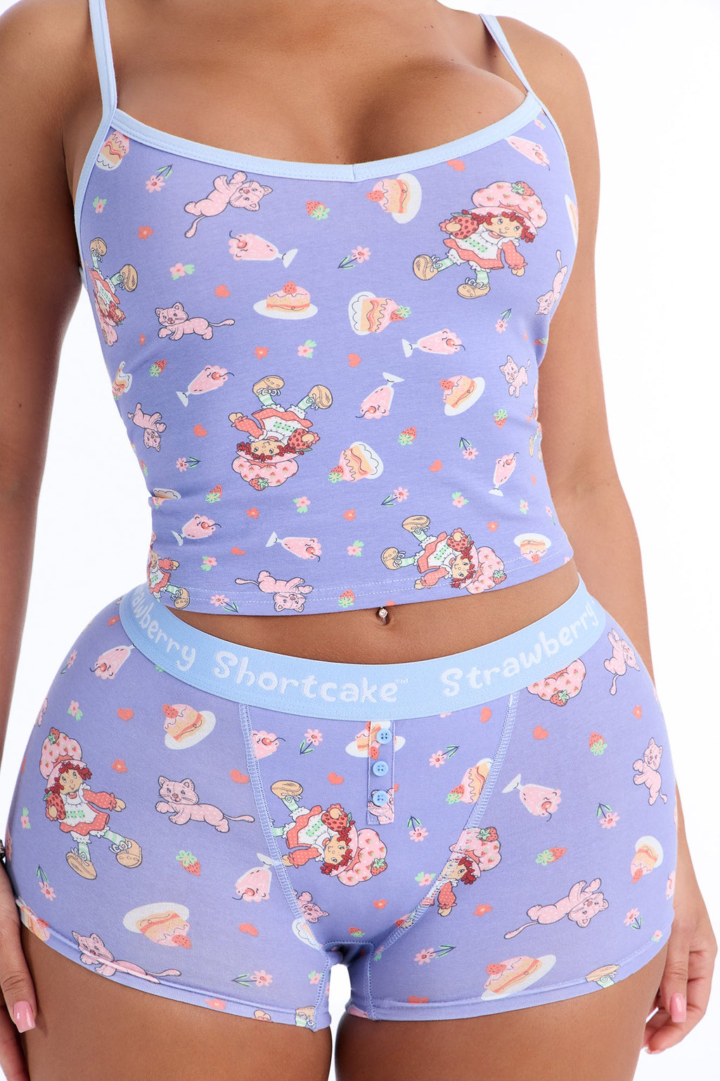 Strawberry Shortcake Toss PJ Short Set - Blue/combo