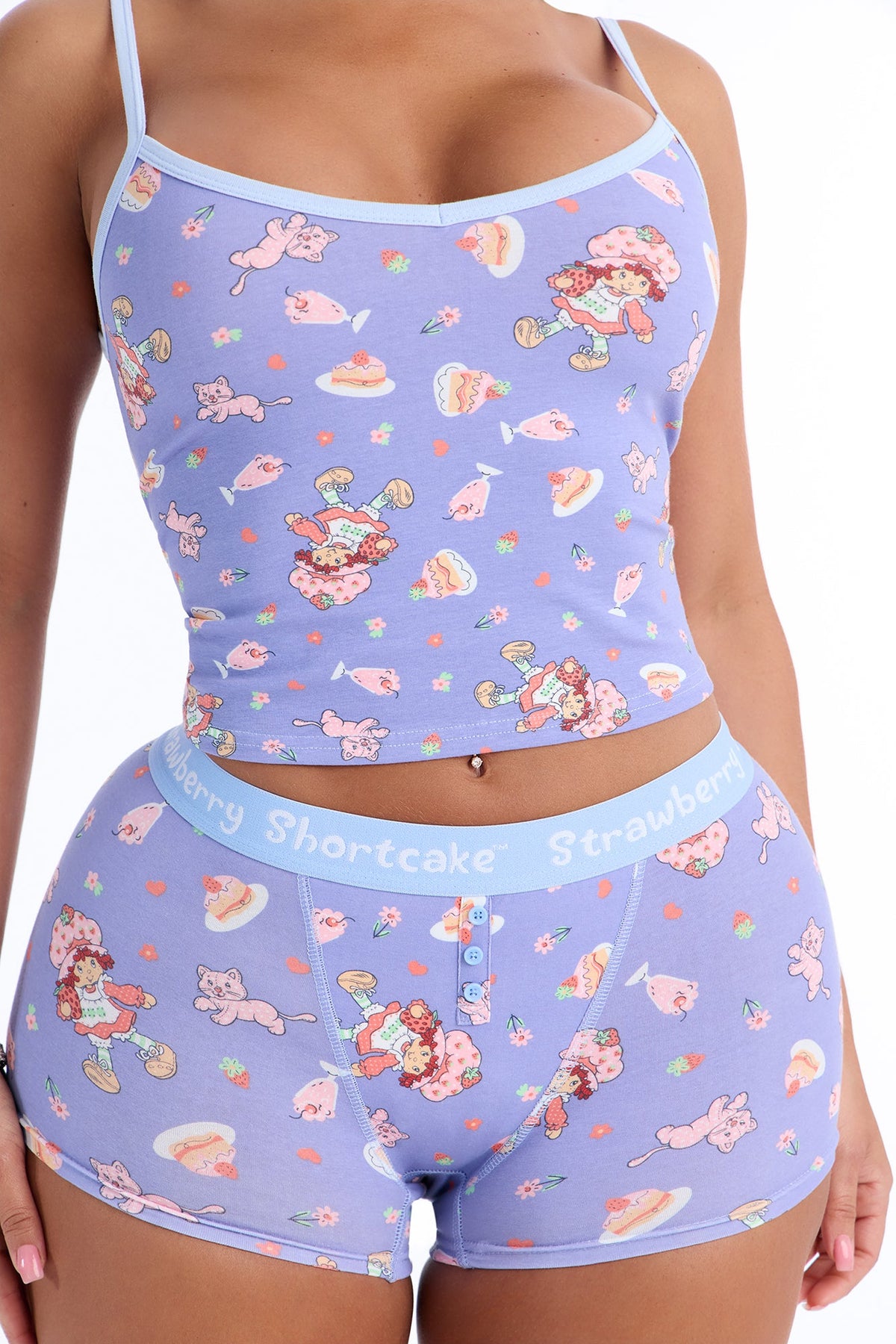 Strawberry Shortcake Toss PJ Short Set - Blue/combo