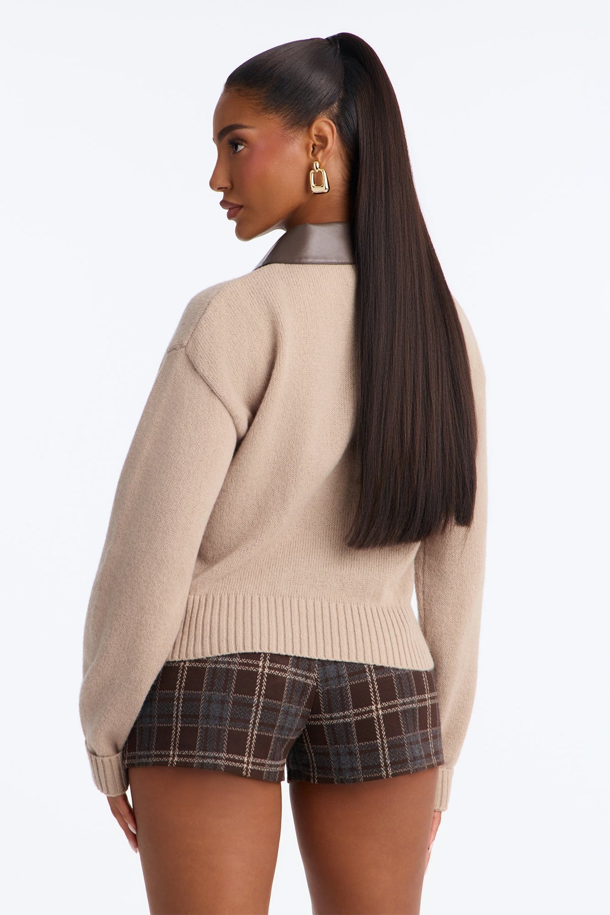 Dawn Double Front Zip Sweater - Taupe