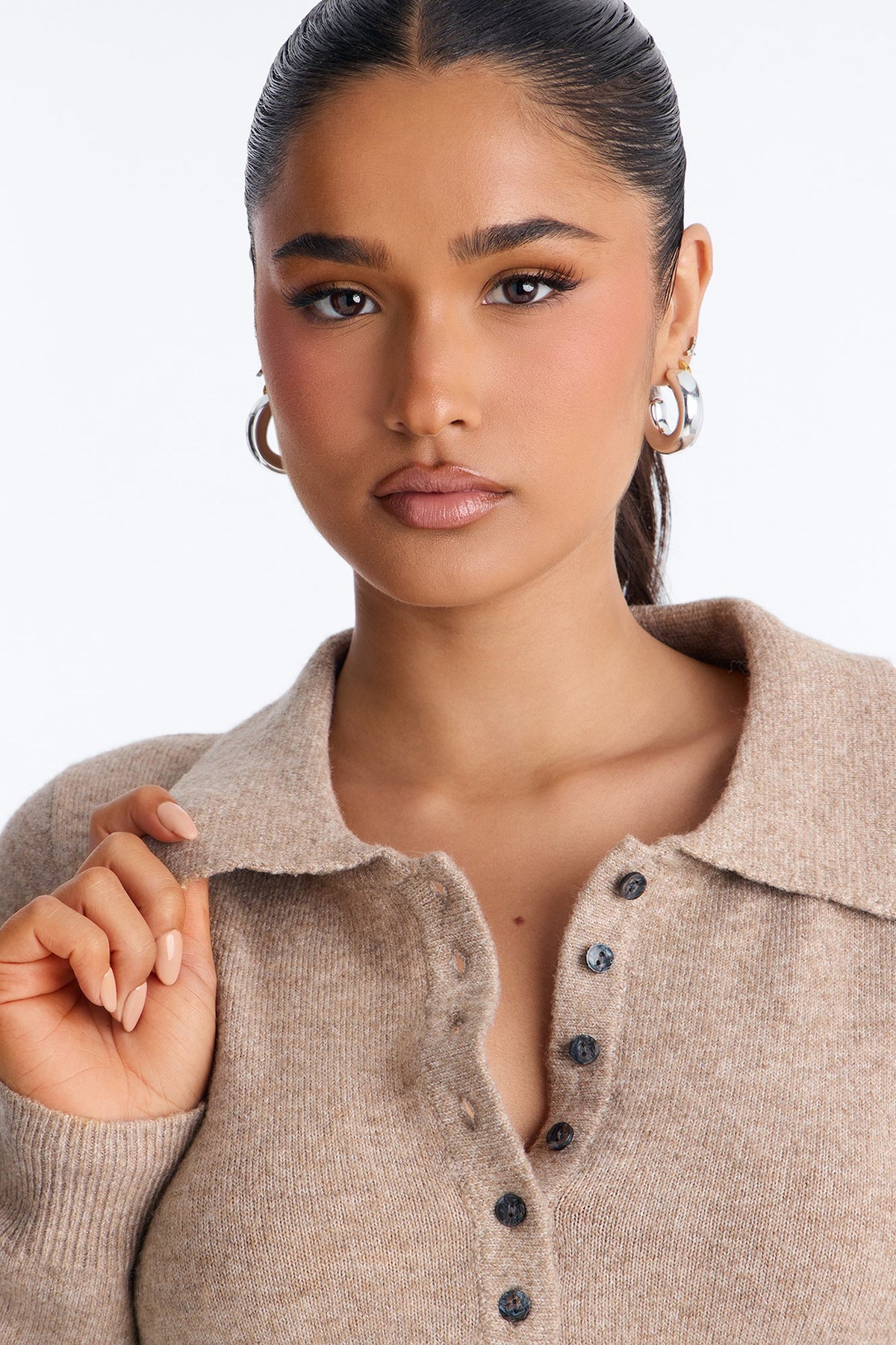 Mariah Button Up Pullover Sweater - Mocha