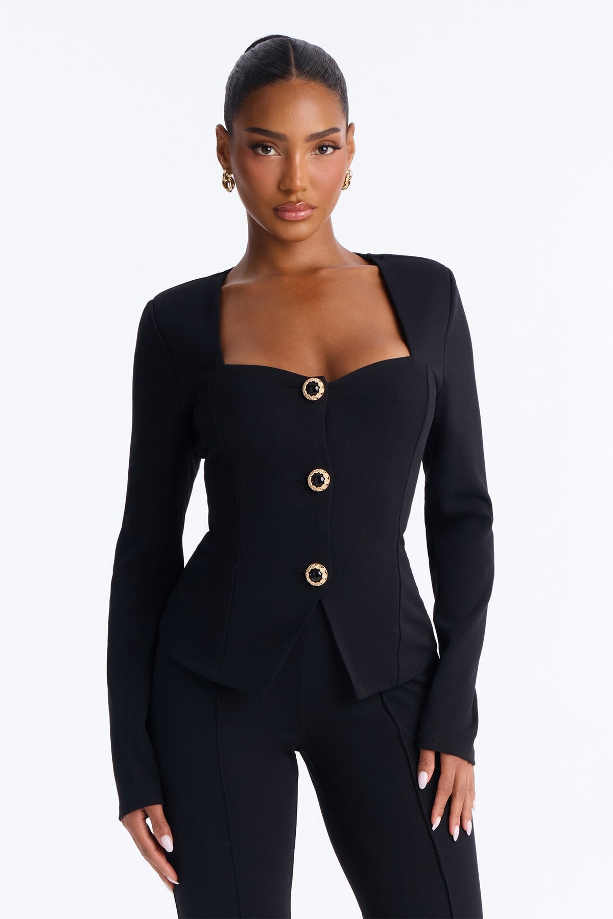 Kelly Ruffle Capri Set - Black