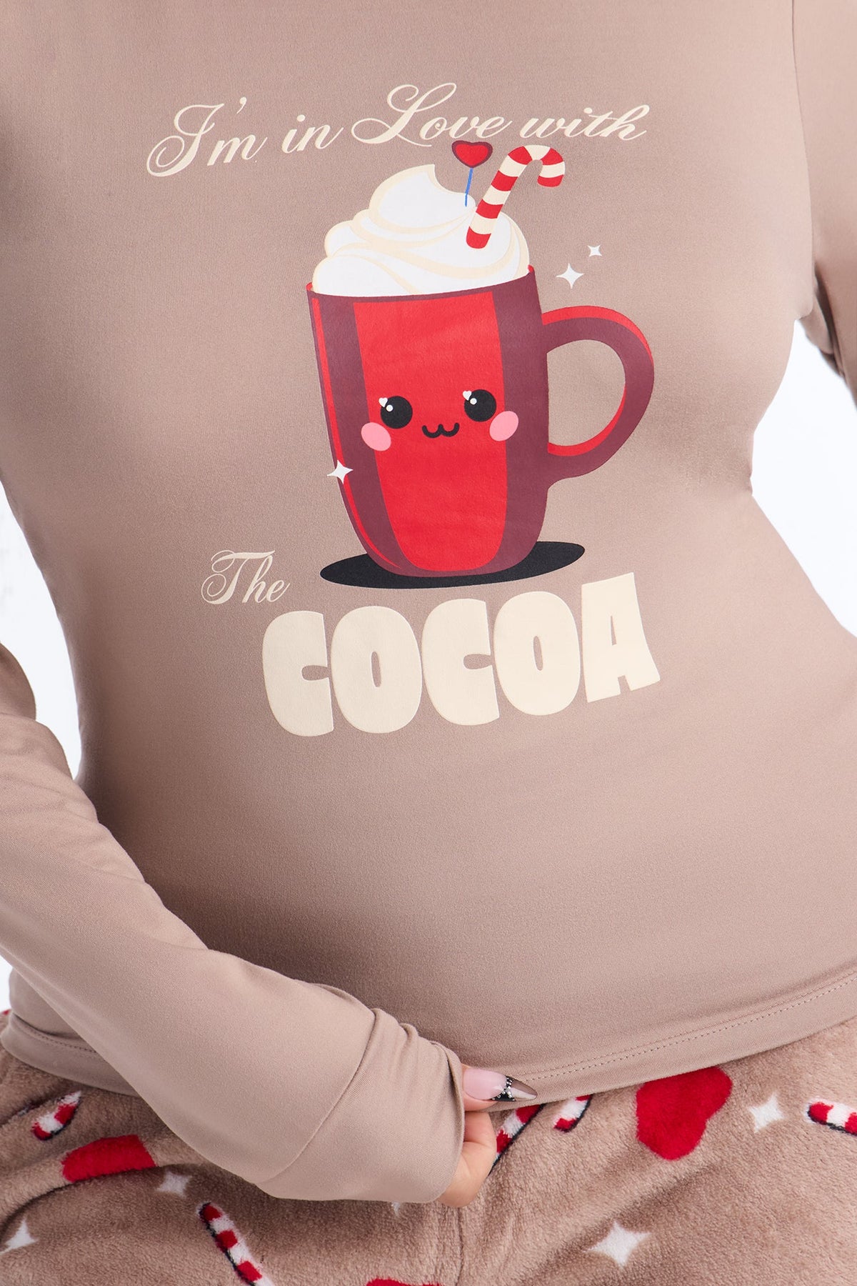 In Love With The Cocoa PJ Jogger Set - Taupe/combo