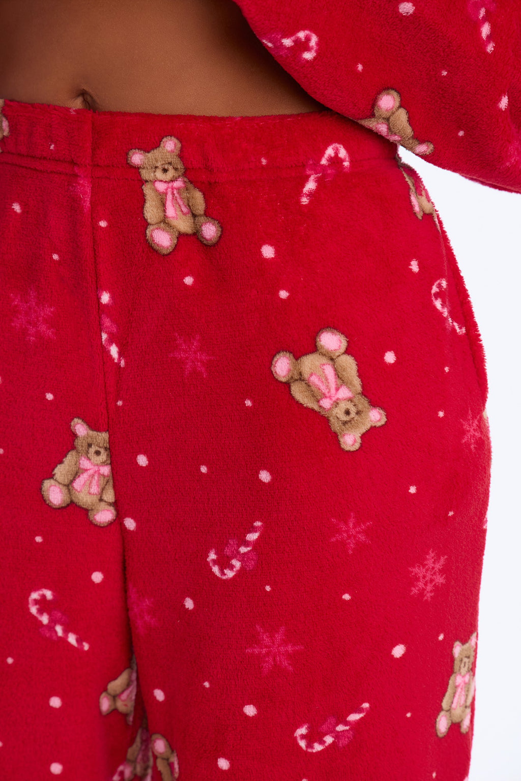 Beary Good Holiday Plush PJ Pant Set - Red/combo