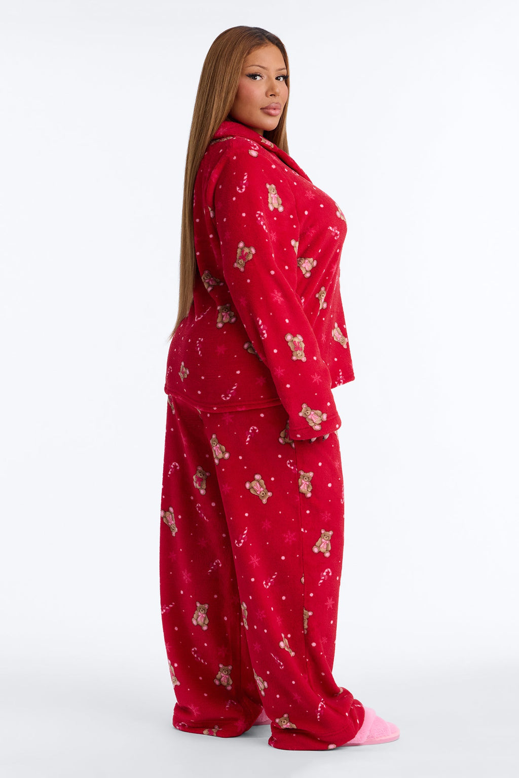 Beary Good Holiday Plush PJ Pant Set - Red/combo