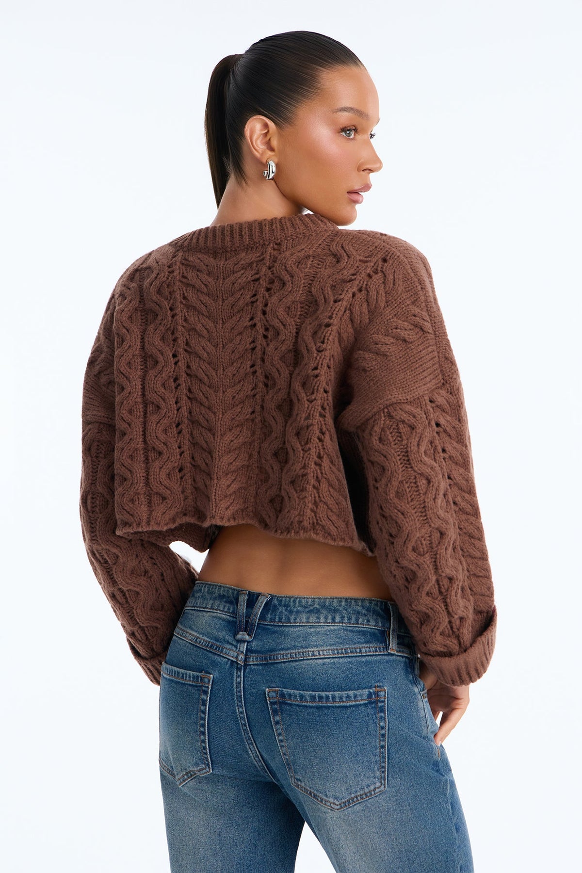 Catherine Chunky Knit Pullover Sweater - Brown