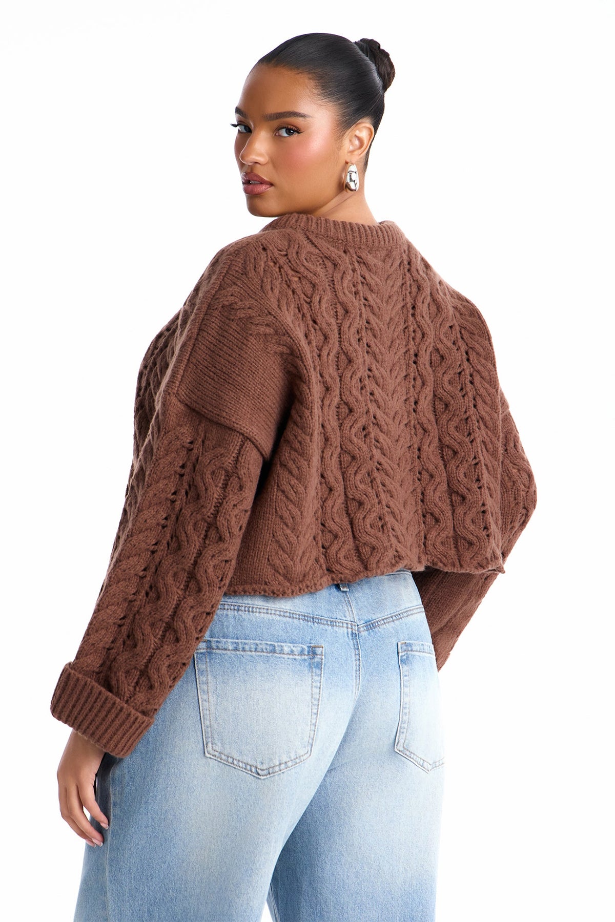 Catherine Chunky Knit Pullover Sweater - Brown