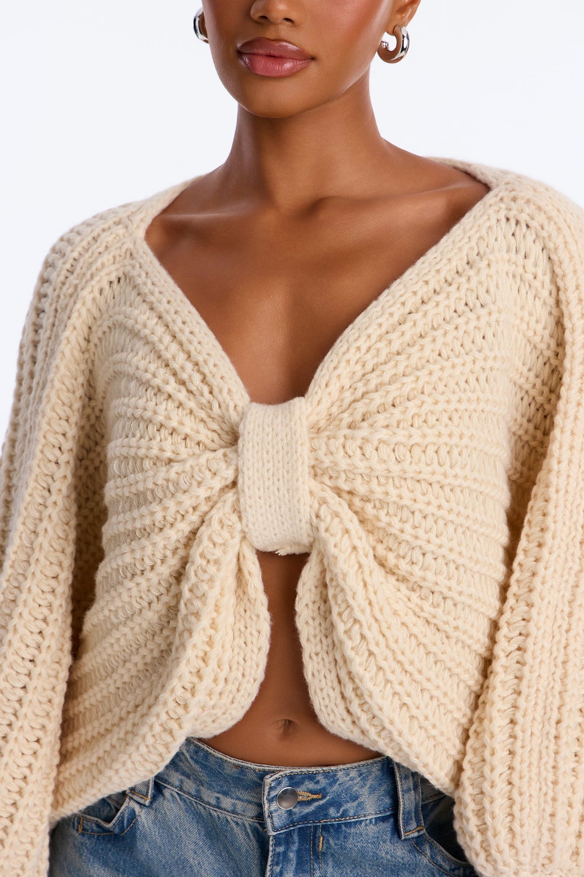 Bailey Chunky Knit Cropped Pullover Sweater - Cream