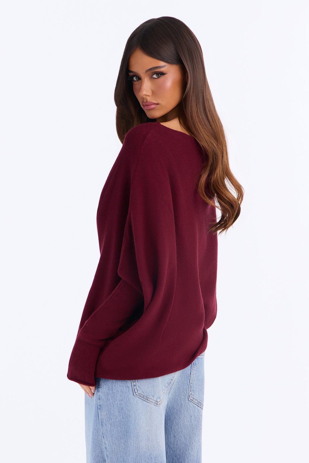 Nina One Shoulder Pullover Sweater - Plum